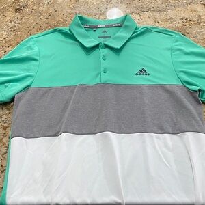 Adidas Men's Mint, Gray, and White Polo Shirt